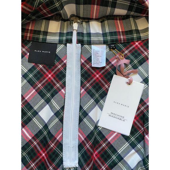 NWT Alex Marie Clarissa Christmas Holiday Plaid A-Line Midi Skirt- Size 12 - Picture 8 of 8